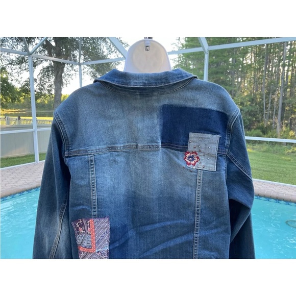 Vintage America Patchwork Jean Jacket size 1x EUC NWOT - Picture 7 of 8